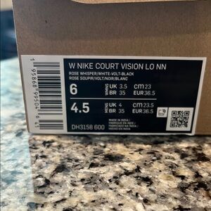 Nike Court Vision Low in Rose Whisper and Black